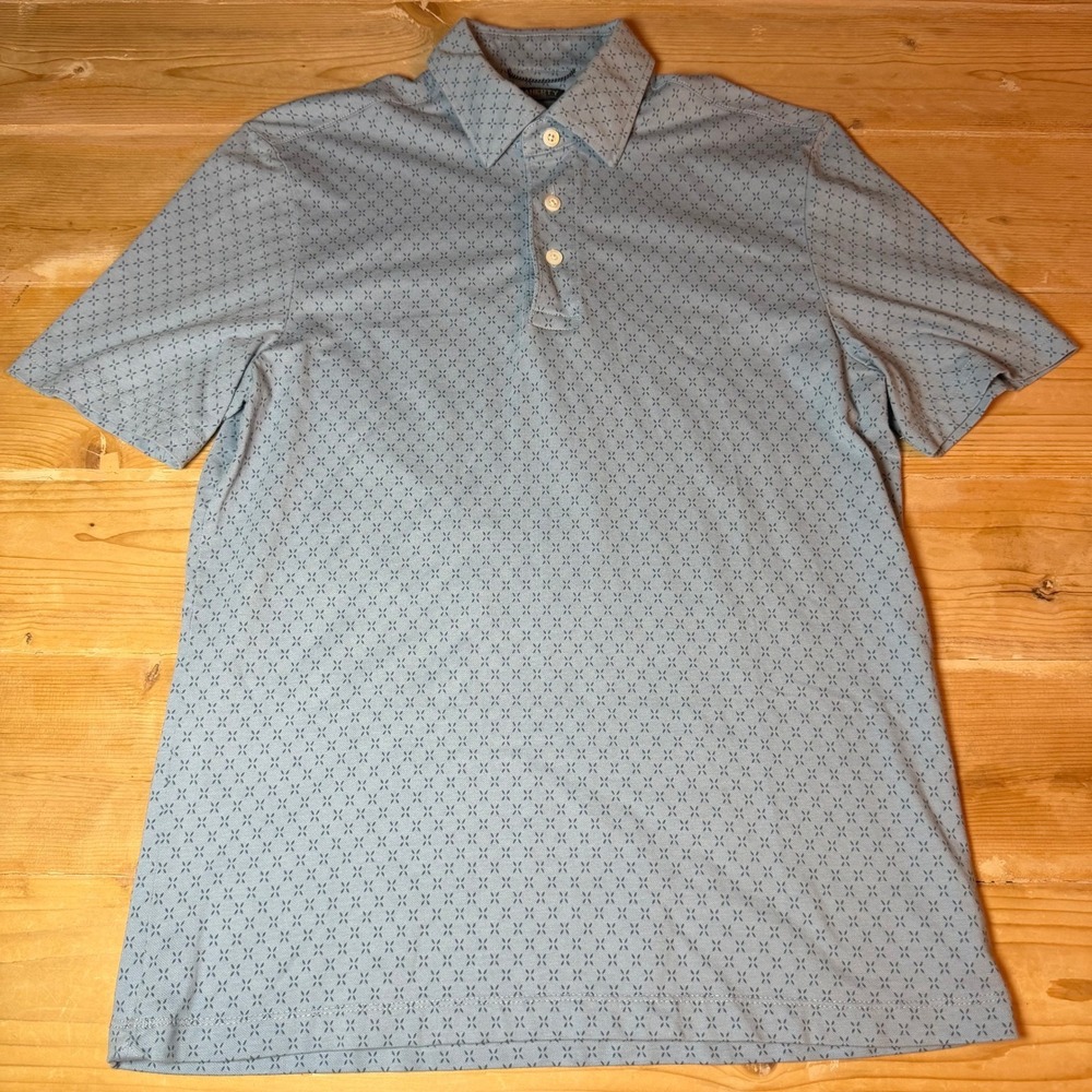 Faherty Reserve Movement Polo Mens Small Blue Geometric Print Golf Shirt S